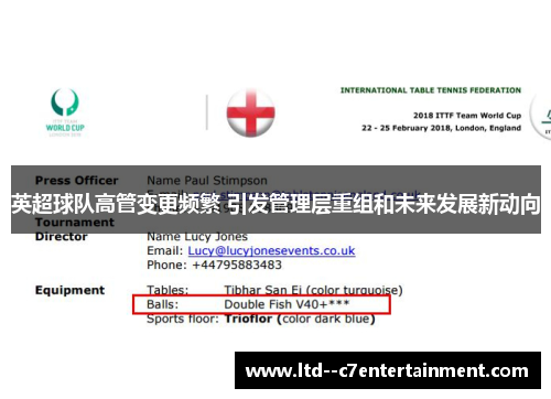 英超球队高管变更频繁 引发管理层重组和未来发展新动向